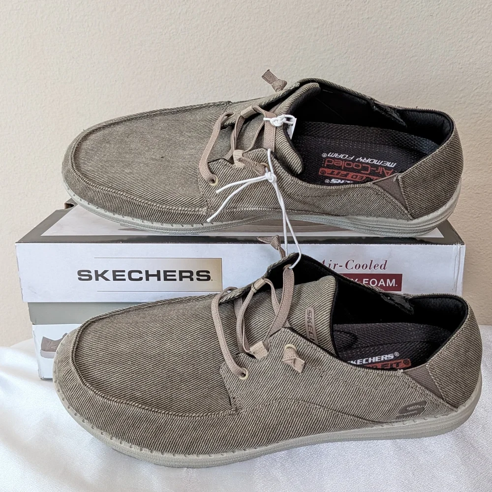 New Skechers Men's Sneakers Shoes Slip-On Brown Size 13 - Picture 2 of 4